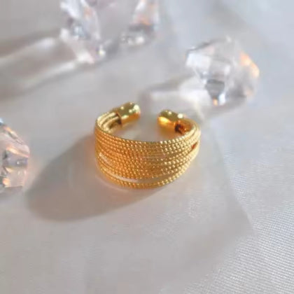 Chic Multi-Layer Gold Stackable Adjustable Open Fashion Finger Ring for Women