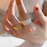Chic Multi-Layer Gold Stackable Adjustable Open Fashion Finger Ring for Women