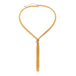 Multilayer Punk Style Long Golden Tassel Knot Chain Adjustable Collar Necklace for Women