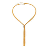Multilayer Punk Style Long Golden Tassel Knot Chain Adjustable Collar Necklace for Women