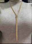 Multilayer Punk Style Long Golden Tassel Knot Chain Adjustable Collar Necklace for Women