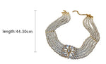 Multi Layer 5 Row Pearl Choker Necklace Fashion Wedding Jewelry Statement Necklace