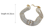 Multi Layer 5 Row Pearl Choker Necklace Fashion Wedding Jewelry Statement Necklace