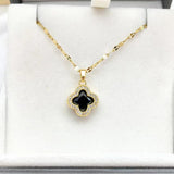 Black Gold Four-Leaf Clover CZ Crystal Women Fashion Jewelry Necklace