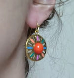 Bohemia Enamel Round Drop Dangle Earrings Ethnic Floral Statement Jewelry