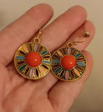 Bohemia Enamel Round Drop Dangle Earrings Ethnic Floral Statement Jewelry