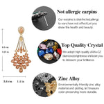 Exclusive Red Crystal Long Drop Dangle Chandelier Luxury Fashion Jewelry Bridal Earrings