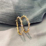 Gold Color Layered Crystal Round Hoops Women Statement Party Earrings