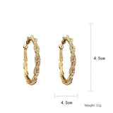 Gold Color Layered Crystal Round Hoops Women Statement Party Earrings