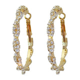 Gold Color Layered Crystal Round Hoops Women Statement Party Earrings