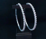 Fashion Statement 5 cm Dazzling Single Row Round Sexy Silver Crystal Hoop Earrings For Women