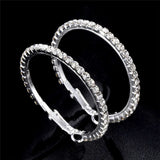 Fashion Statement 5 cm Dazzling Single Row Round Sexy Silver Crystal Hoop Earrings For Women