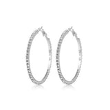 Fashion Statement 5 cm Dazzling Single Row Round Sexy Silver Crystal Hoop Earrings For Women