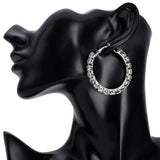 Fashion Statement 5 cm Dazzling Single Row Round Sexy Silver Crystal Hoop Earrings For Women