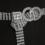 Sparkling Double O-Ring Silver Crystal Waist Chain Band Corset Belt Accessory