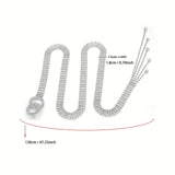 Sparkling Double O-Ring Silver Crystal Waist Chain Band Corset Belt Accessory