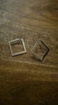 Trendy Women Fashion Hoop Earrings Silver Color Metal Square Simple Stud Earrings
