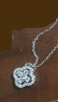 Radiant CZ Four-Leaf Clover Silver Chain Pendant Women Fashion Jewelry Necklace