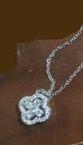 Radiant CZ Four-Leaf Clover Silver Chain Pendant Women Fashion Jewelry Necklace