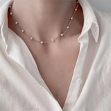 Simple Minimalistic Gold Chain Pearl Choker Necklace Women Fashion Layering Collar Necklace