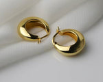 Smooth Metal Chunky Hoops Women Statement Earrings Punk Jewelry