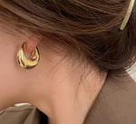 Smooth Metal Chunky Hoops Women Statement Earrings Punk Jewelry