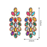 Black Leaves Crystal Long Drop Dangle Earrings Women Party Statement Fashion Jewelry