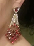 Exclusive Red Crystal Long Drop Dangle Chandelier Luxury Fashion Jewelry Bridal Earrings