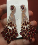 Exclusive Red Crystal Long Drop Dangle Chandelier Luxury Fashion Jewelry Bridal Earrings
