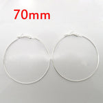 7cm Classic Stainless Steel Thin Shiny Silver Color Hoops Women High Fashion Earrings