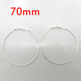 7cm Classic Stainless Steel Thin Shiny Silver Color Hoops Women High Fashion Earrings