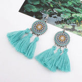 Lovely Flower Fringe Tassel Drop Dangle Earrings Modern Charm Fashion Jewelry - Pink, Yellow, Red, Blue Colors - EonShoppee