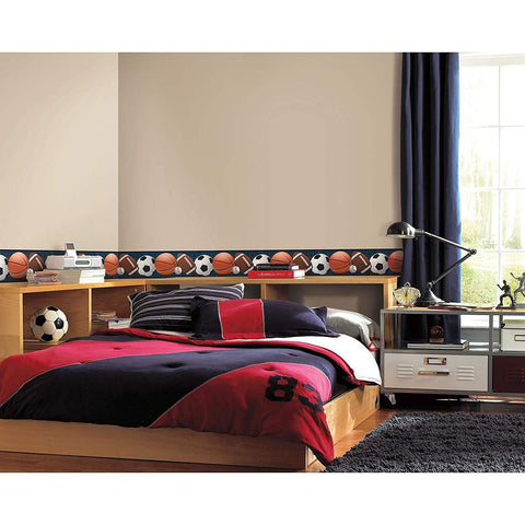 Roommates Sports Balls Peel and Stick Wallpaper Border  - 6" wide x 15 ft long - EonShoppee