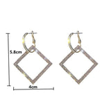 Shiny Silver Geometric Square Drop Dangle Earrings Party Cocktail Fashion Jewelry Earrings - EonShoppee
