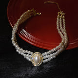 Super Elegant Multi Layer Simulated Pearl Choker Collar Necklace Traditional Wedding Fashion Jewelry