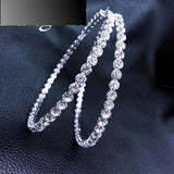 Fashion Statement 5 cm Dazzling Single Row Round Sexy Silver Crystal Hoop Earrings For Women
