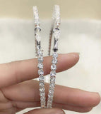 Fashion Statement 5 cm Dazzling Single Row Round Sexy Silver Crystal Hoop Earrings For Women