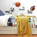 All Star SPORTS SAYINGS & BALLS Wall Stickers 24 Decals Soccer Football Basketball Kids Room Decor - EonShoppee