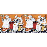 Chef's A Cooking Border Fat Chef Prepasted Wallpaper Kitchen Cafe Wall Decor - EonShoppee