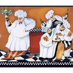 Chef's A Cooking Border Fat Chef Prepasted Wallpaper Kitchen Cafe Wall Decor - EonShoppee