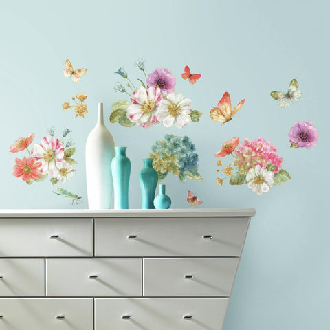 Lisa Audit GARDEN BOUQUET WATERCOLOR WALL DECALS 20 Floral Stickers Flower Decor - EonShoppee