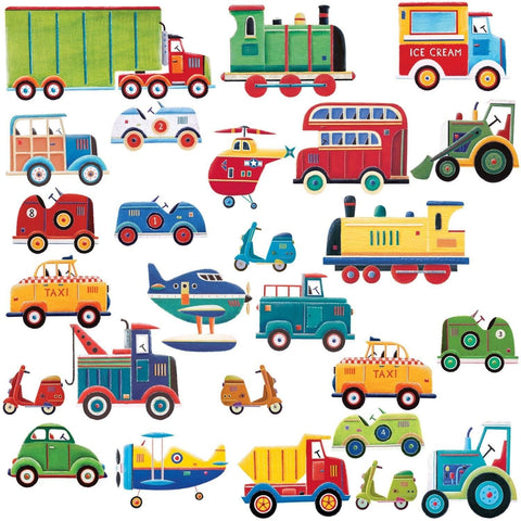 Cars And Trucks Transportation Peel And Stick Wall Decals - EonShoppee