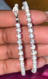 Fashion Statement 5 cm Dazzling Single Row Round Sexy Silver Crystal Hoop Earrings For Women