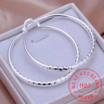 High Quality Real 925 Sterling Silver Stamped Hip Hop 50 mm Fashion Hoop Earrings