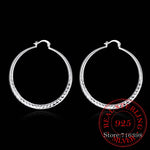 High Quality Real 925 Sterling Silver Stamped Hip Hop 50 mm Fashion Hoop Earrings