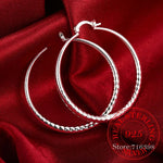 High Quality Real 925 Sterling Silver Stamped Hip Hop 50 mm Fashion Hoop Earrings