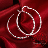 High Quality Real 925 Sterling Silver Stamped Hip Hop 50 mm Fashion Hoop Earrings