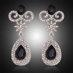 Gorgeous Silver Black Long Crystal Bridal Women Party wear Butterfly Drop Fashion Earrings - EonShoppee