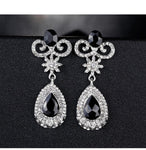 Gorgeous Silver Black Long Crystal Bridal Women Party wear Butterfly Drop Fashion Earrings - EonShoppee