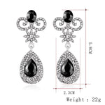 Gorgeous Silver Black Long Crystal Bridal Women Party wear Butterfly Drop Fashion Earrings - EonShoppee